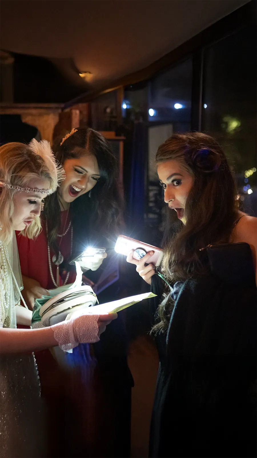 Guests at a Murder Mystery Company public dinner show in Oakland